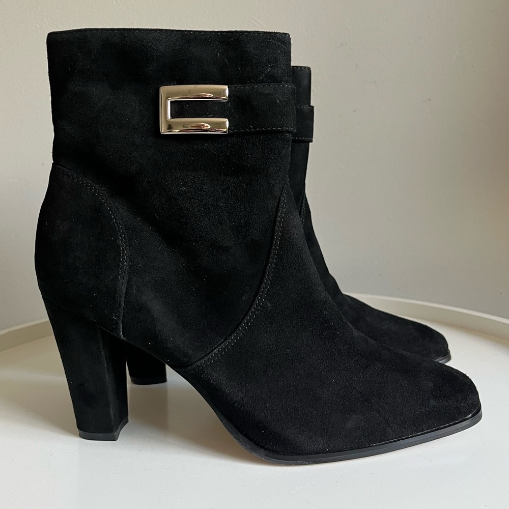 NEW Wesley & Co Black Leather Suede 9 Ankle Boots